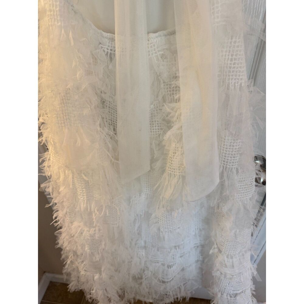 Lulu's White Textured Open Back Midi Dress Sz L NWT - Picture 9 of 11